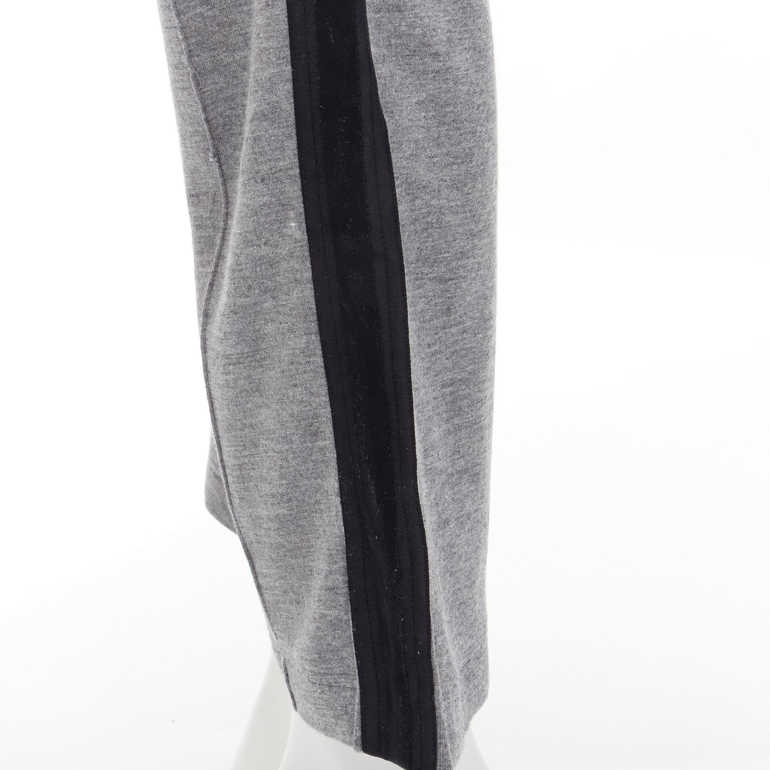 GUCCI grey viscose cotton black side tape wide sweat pants XS For Sale 1