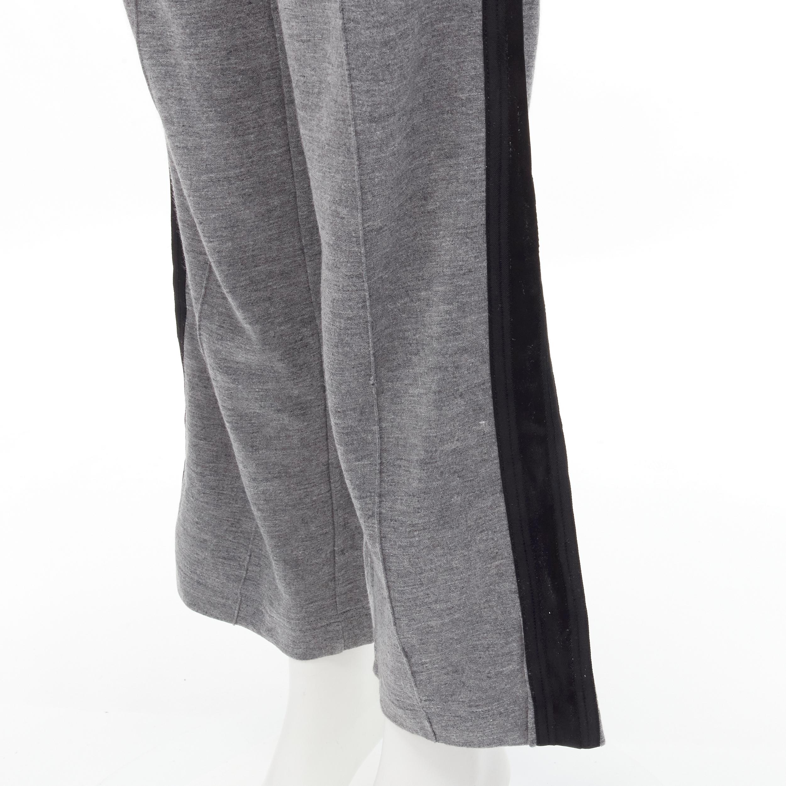 GUCCI grey viscose cotton black side tape wide sweat pants XS For Sale 2