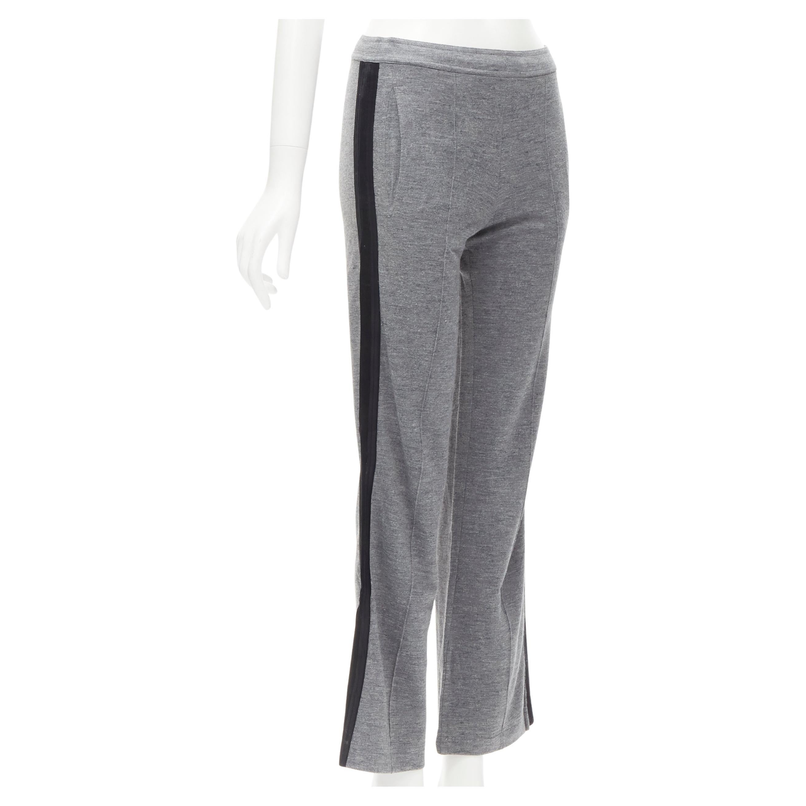 GUCCI grey viscose cotton black side tape wide sweat pants XS For Sale