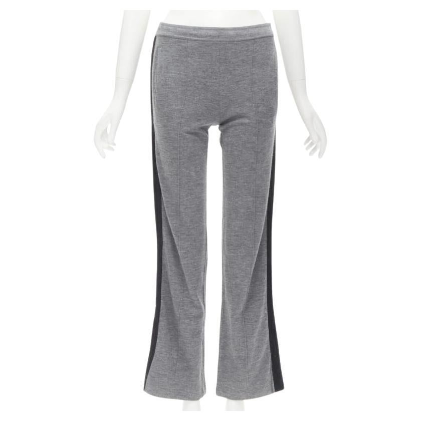 GUCCI pantaloni larghi in viscosa grigio cotone nero con nastro laterale XS