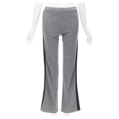 GUCCI pantaloni larghi in viscosa grigio cotone nero con nastro laterale XS