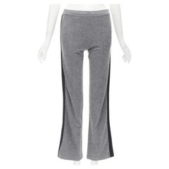 GUCCI grey viscose cotton black side tape wide sweat pants XS