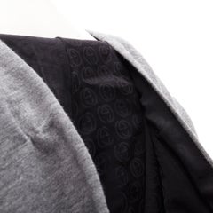 GUCCI Grau Viskose Baumwolle GG Monogramm Kapuze Web Zip Up Hoodie XS