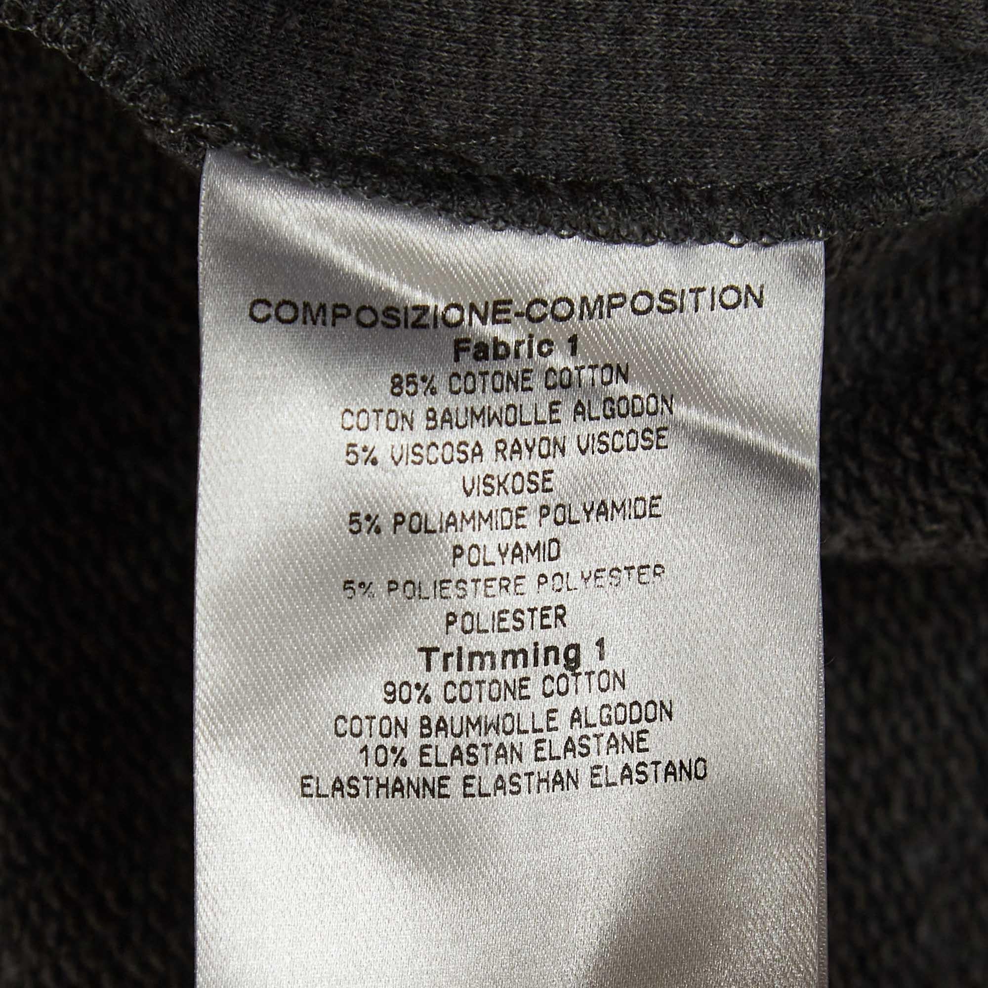 Gucci Grey Web Trim Cotton Knit Zip Front Hoodie XL For Sale 1