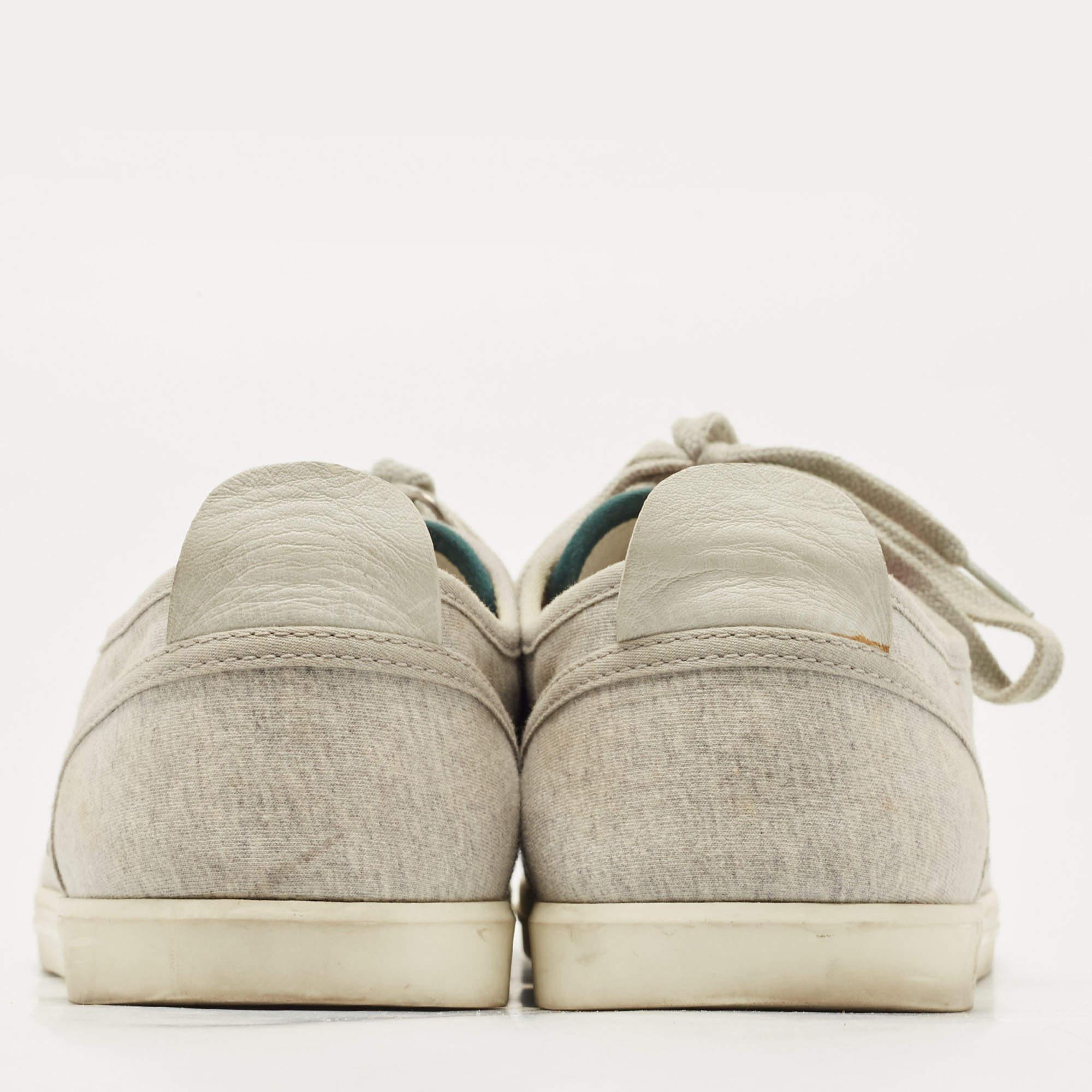 Uomo Gucci, scarpe da ginnastica basse in pelle e tessuto grigio/bianco, misura 44,5