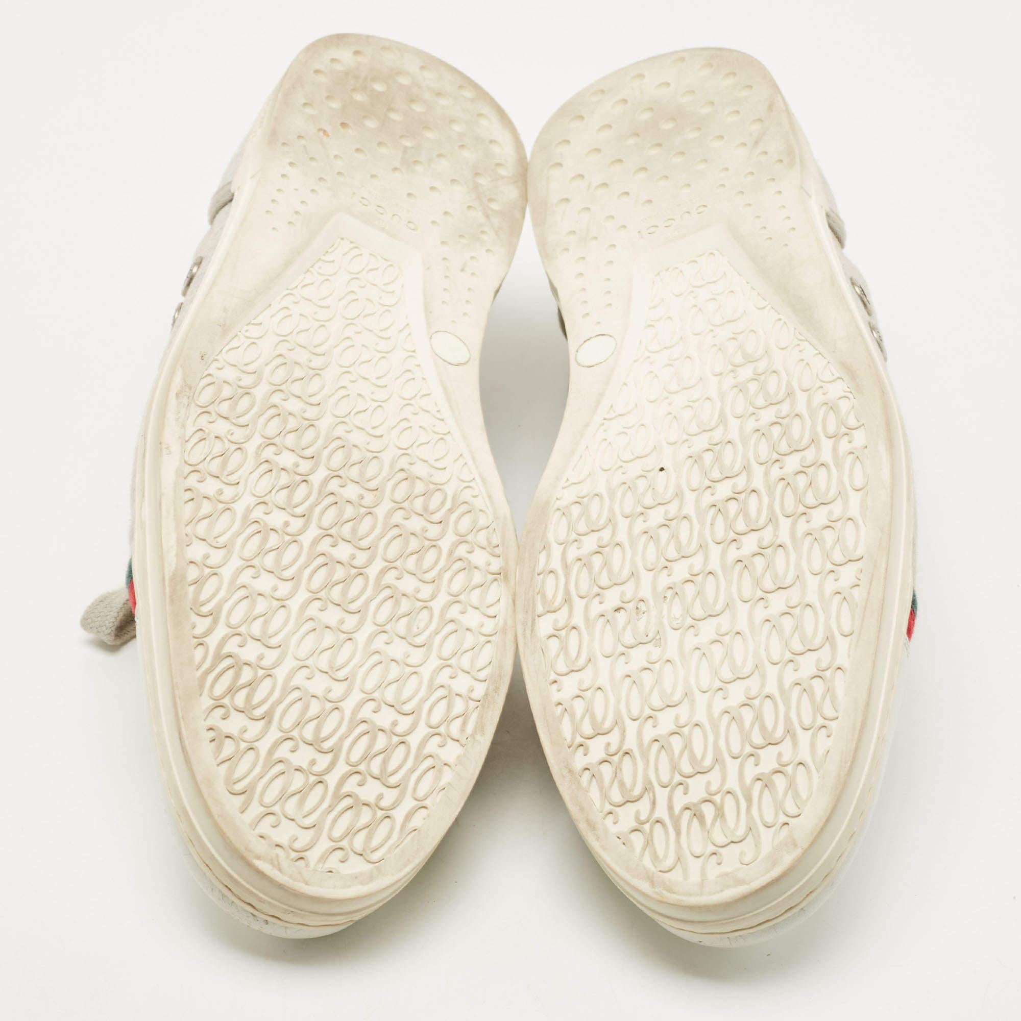 Gucci, scarpe da ginnastica basse in pelle e tessuto grigio/bianco, misura 44,5 1