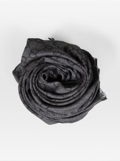 Gucci Grey Wool GG Monogram Scarf