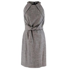 Gucci Grey Wool Midi Dress With Knotted Waist M 44