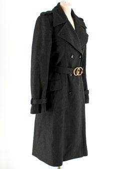 Gucci Grey Wool Trench Coat SIZE 42