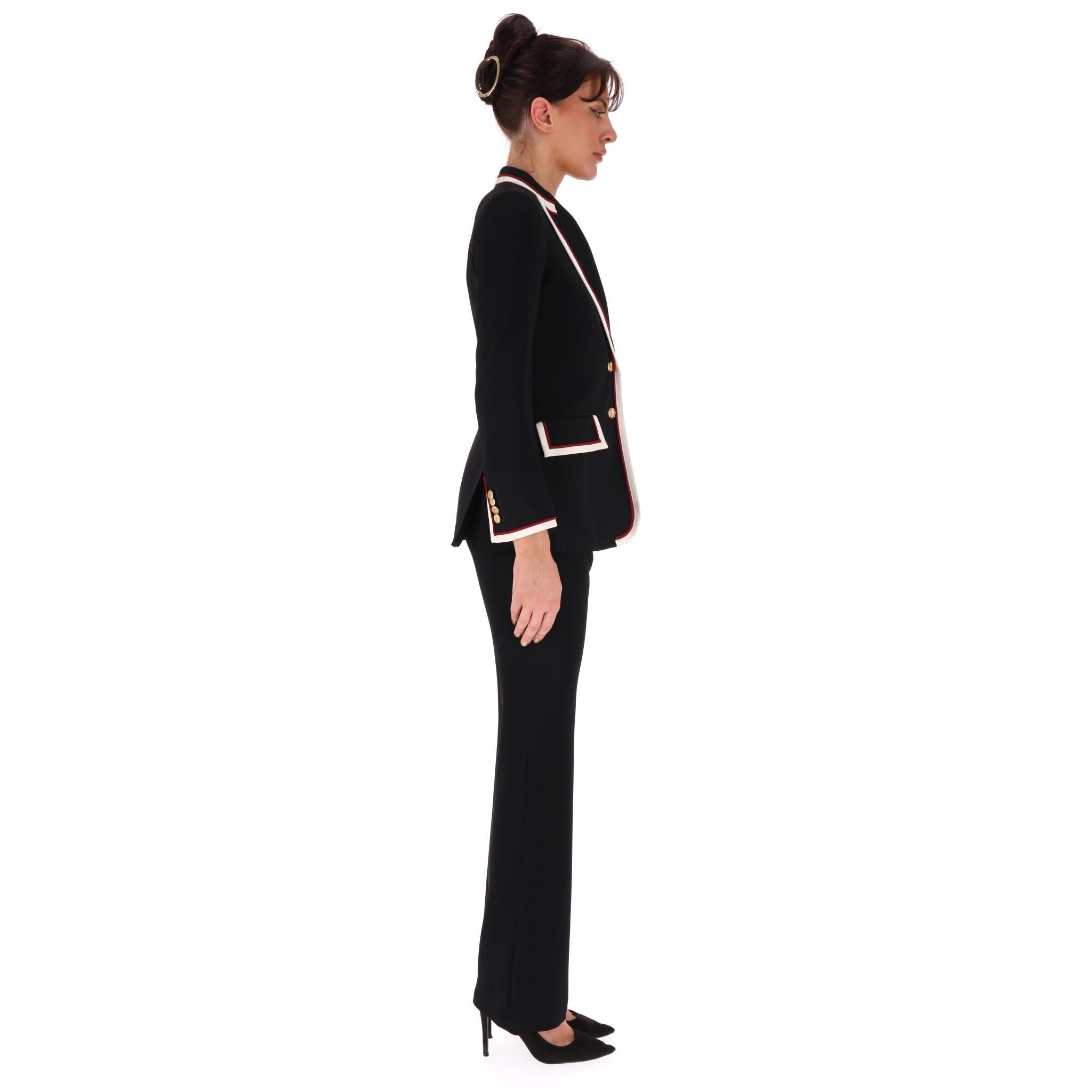 Nero Blazer/Giacca in cady guarnito di Gucci in vendita