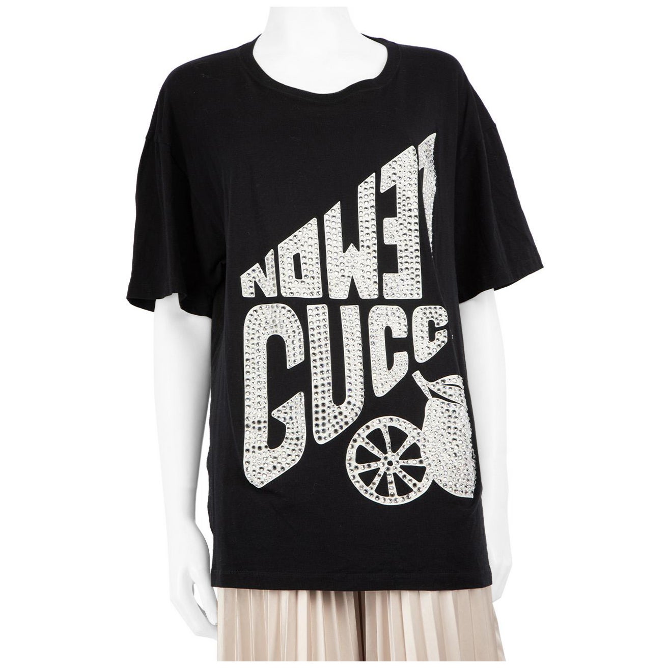 Gucci Gucci Maglietta nera con logo limone impreziosito taglia L