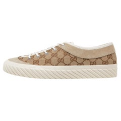 Gucci Gucci Brown/Beige GG Canvas and Suede Sneakers Size 43.5