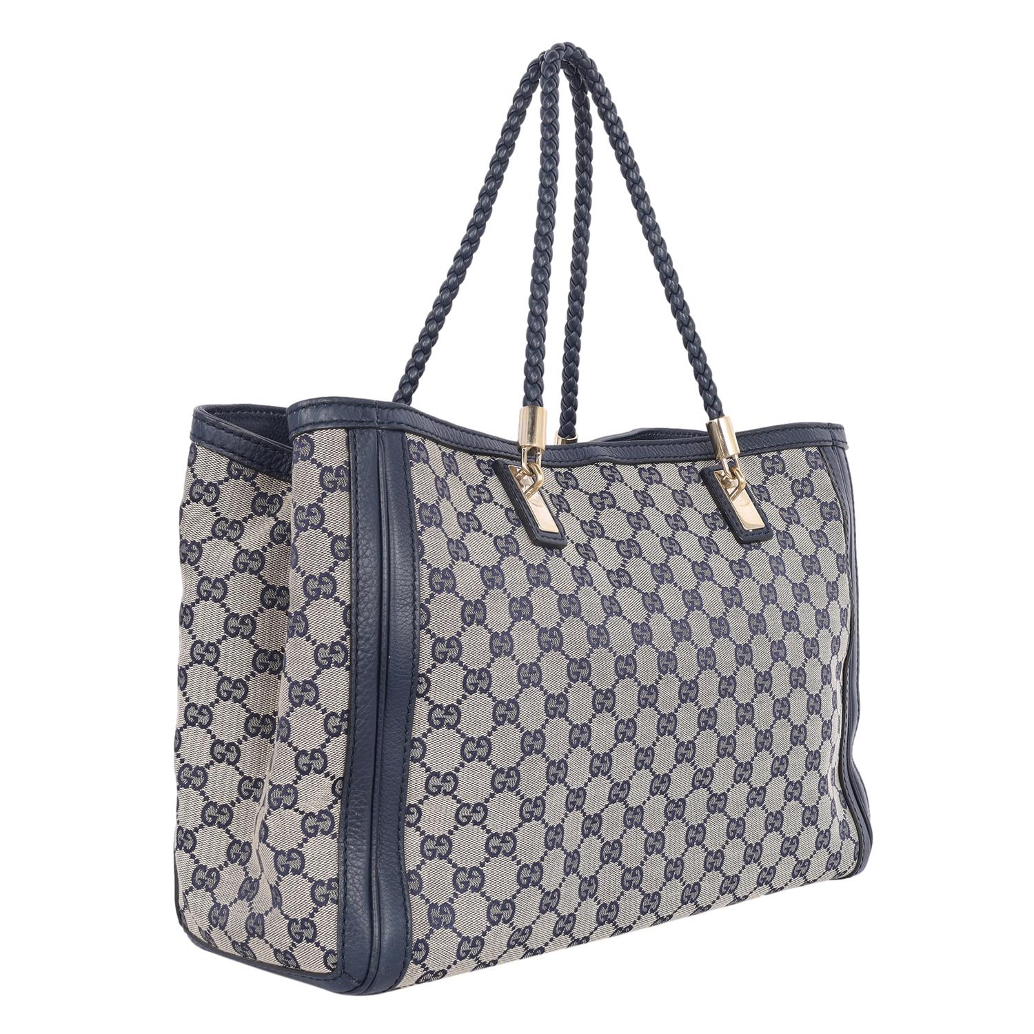 Gucci Gucci GG Canvas Leather Bella Tote Blue 6