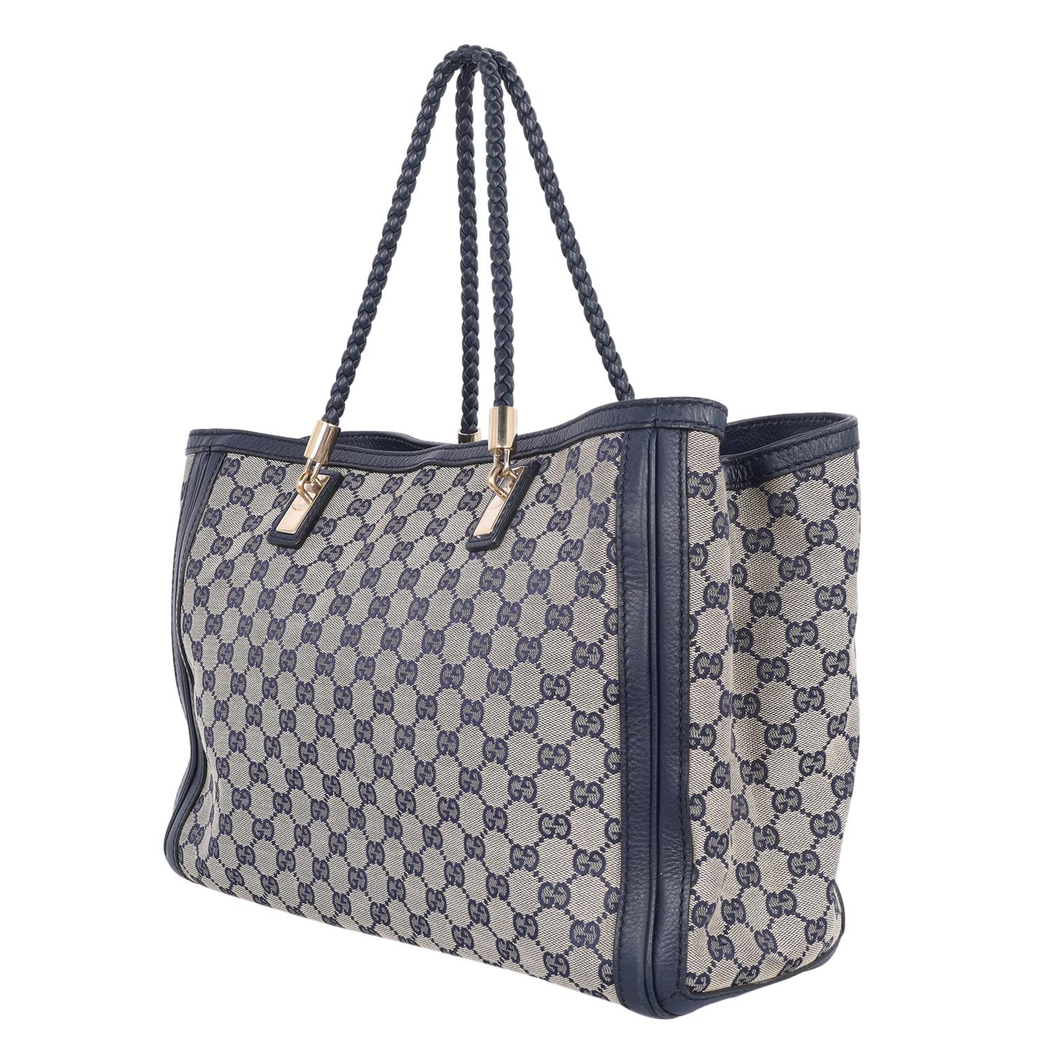 Gucci Gucci GG Canvas Leather Bella Tote Blue 7
