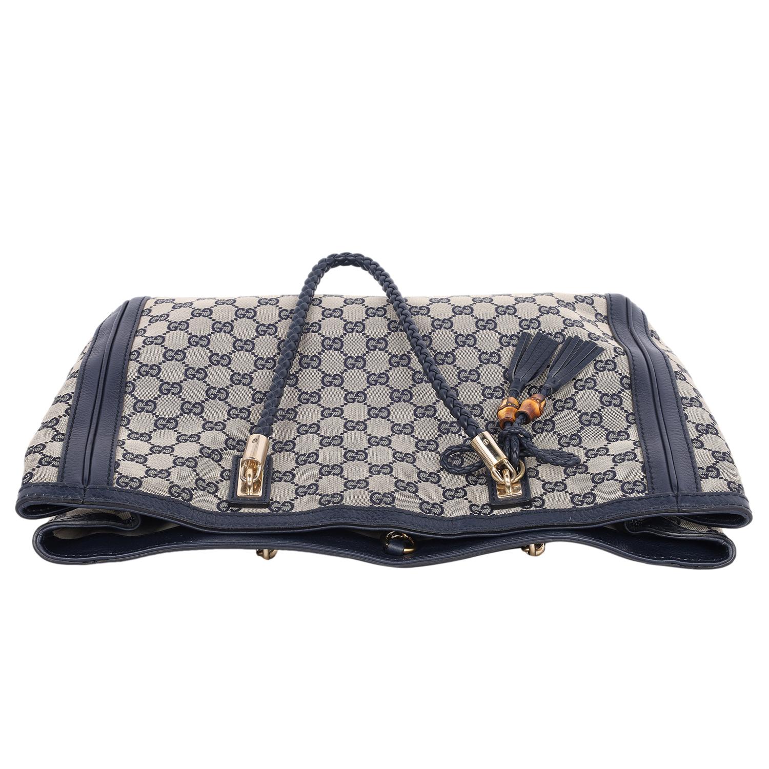 Gucci Gucci GG Canvas Leather Bella Tote Blue 9