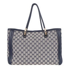 Gucci Gucci GG Canvas Leather Bella Tote Blue