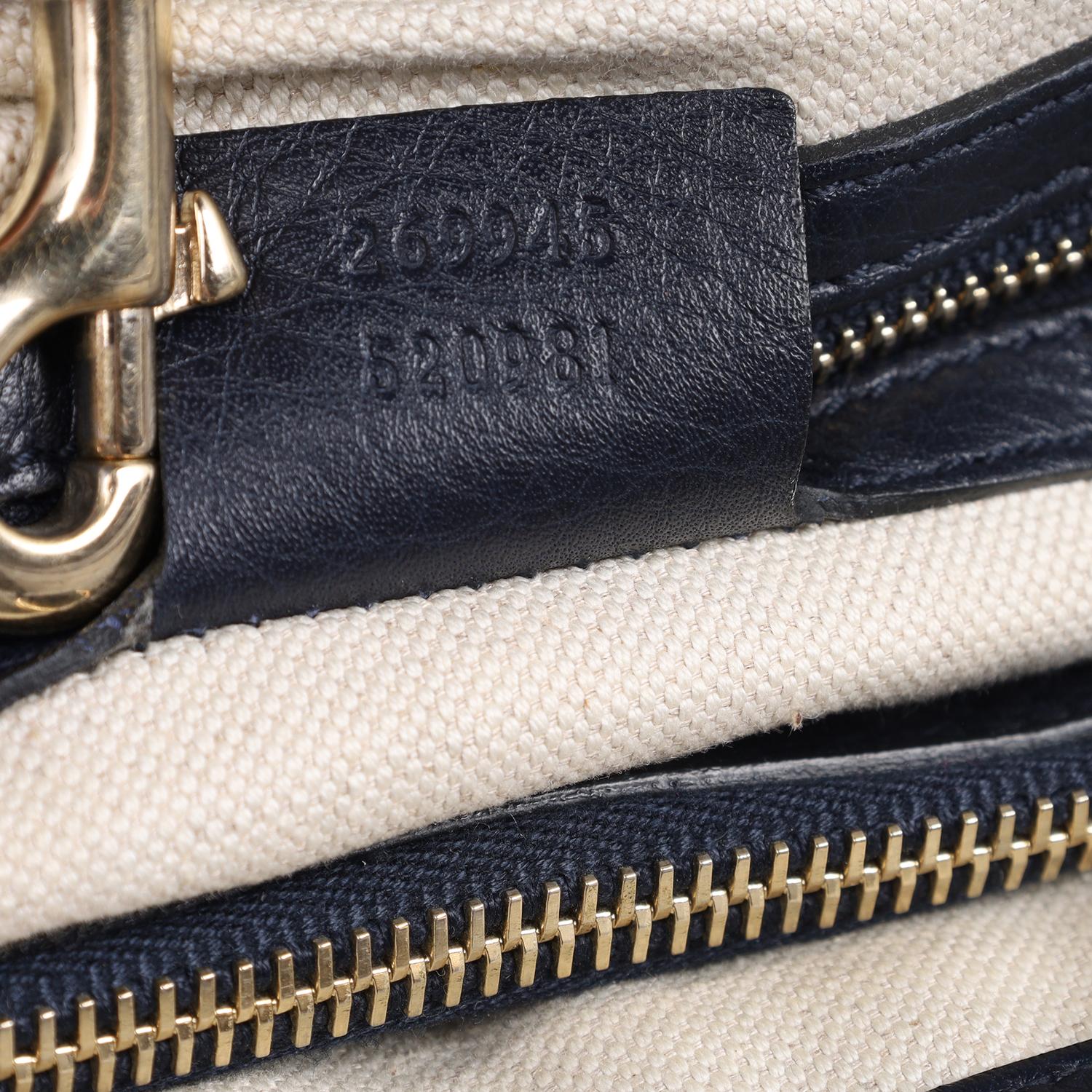 Gucci Gucci GG Canvas Leather Bella Tote Blue 1
