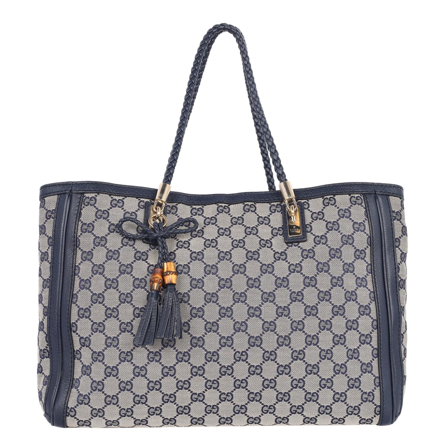Gucci Gucci GG Canvas Leather Bella Tote Blue 2