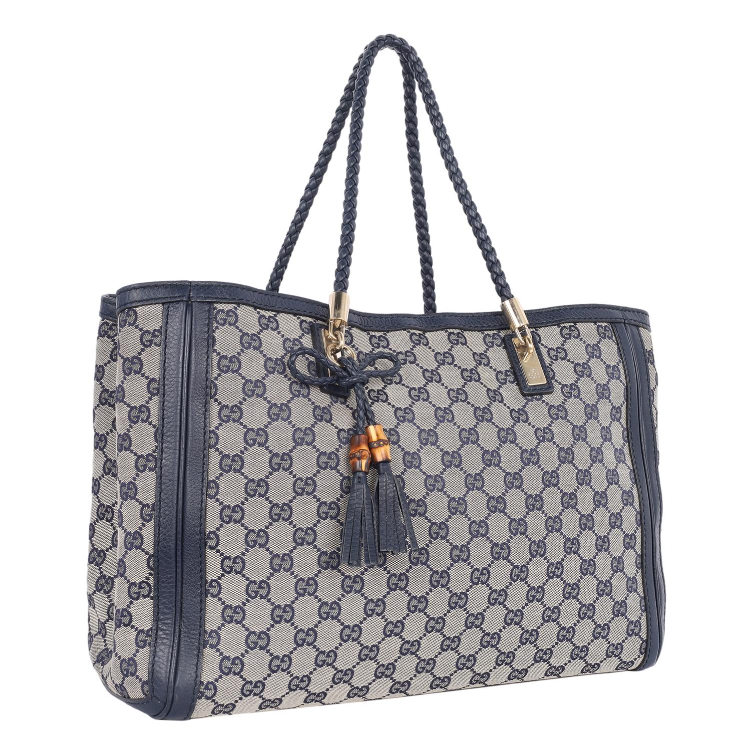 Gucci Gucci GG Canvas Leather Bella Tote Blue 3