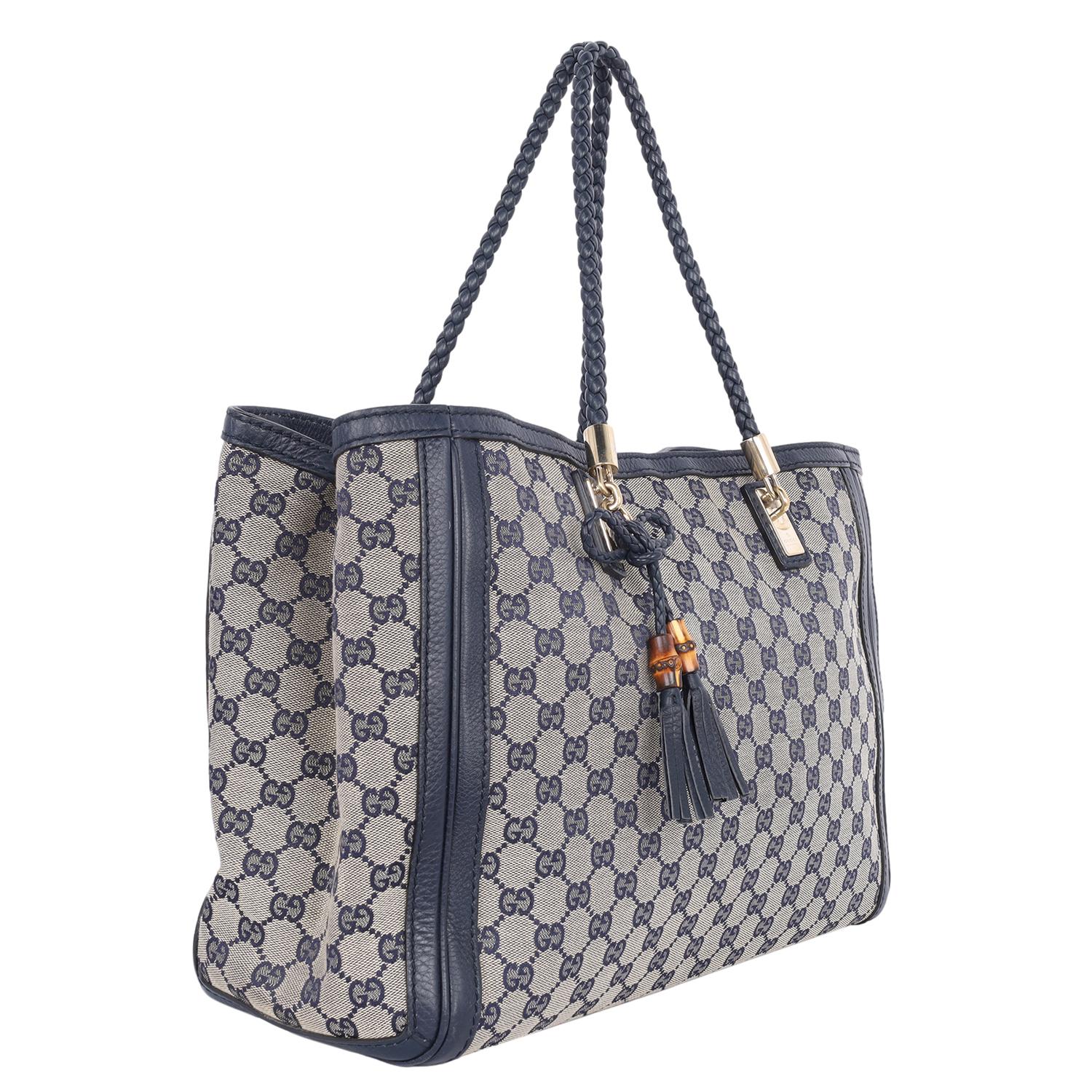 Gucci Gucci GG Canvas Leather Bella Tote Blue 4