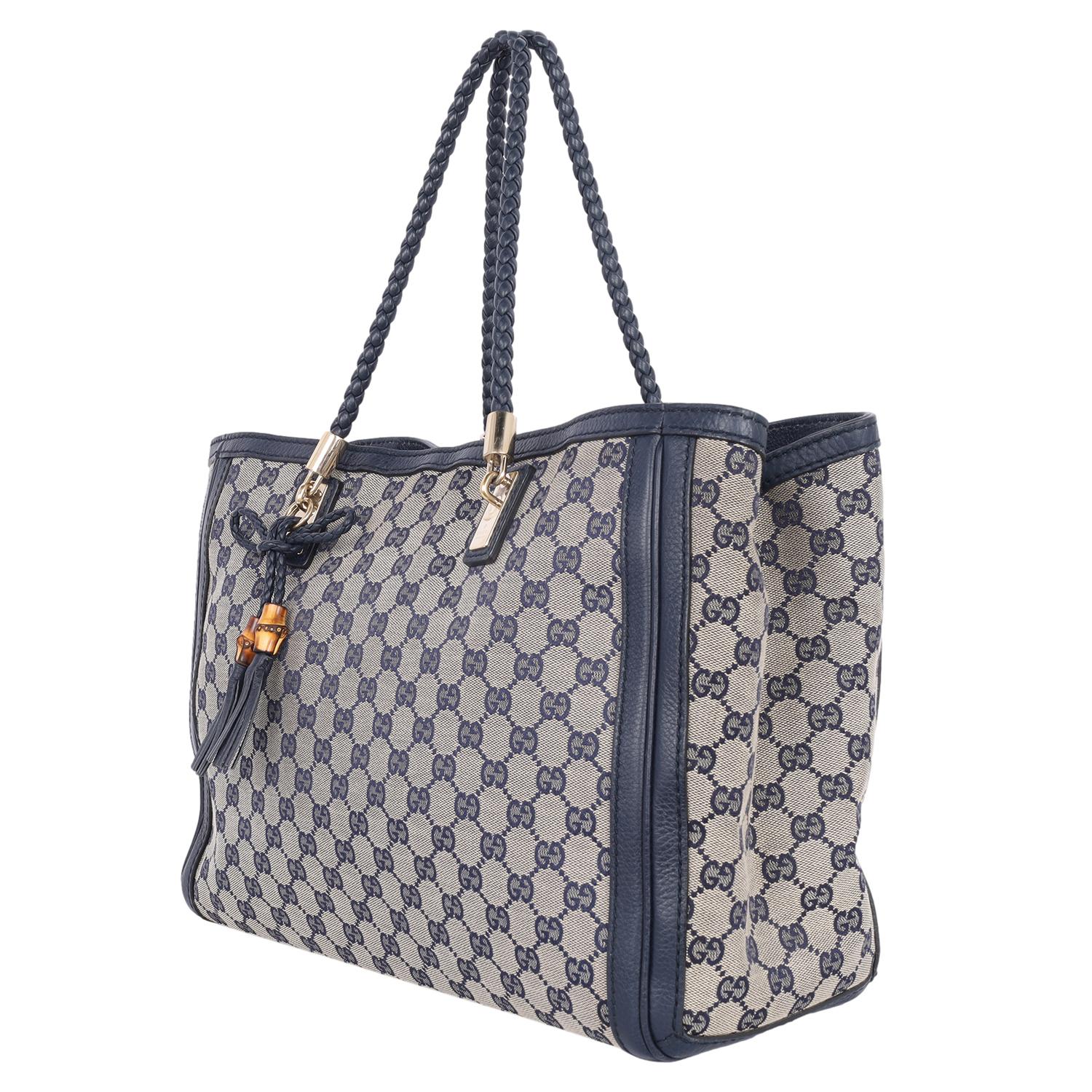 Gucci Gucci GG Canvas Leather Bella Tote Blue 5