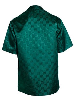Gucci, Gucci GG Canvas nylon bowling shirt in green