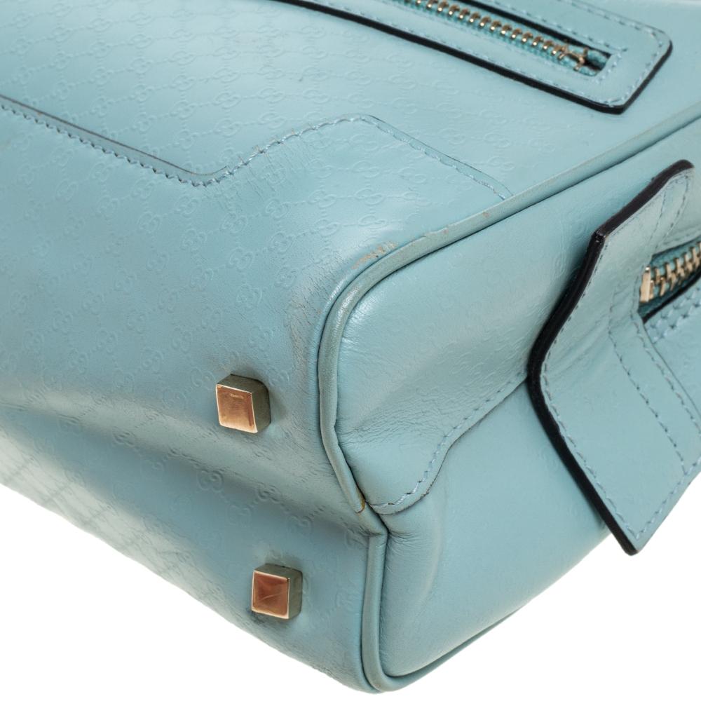 GUCCI Gucci Light Blue Micro Guccissima Leather Capri Bowler Bag 3