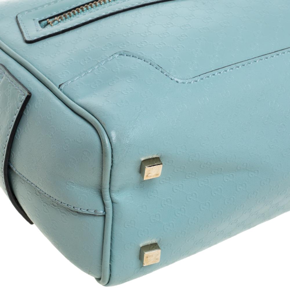 GUCCI Gucci Light Blue Micro Guccissima Leather Capri Bowler Bag 5