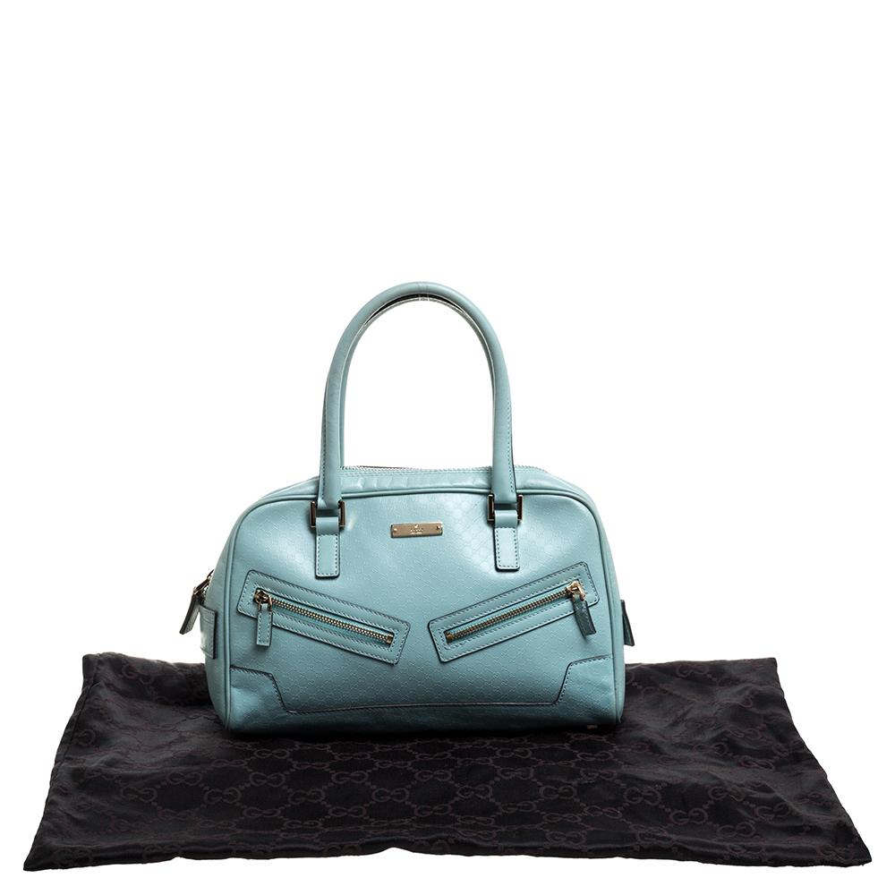 GUCCI Gucci Light Blue Micro Guccissima Leather Capri Bowler Bag 6