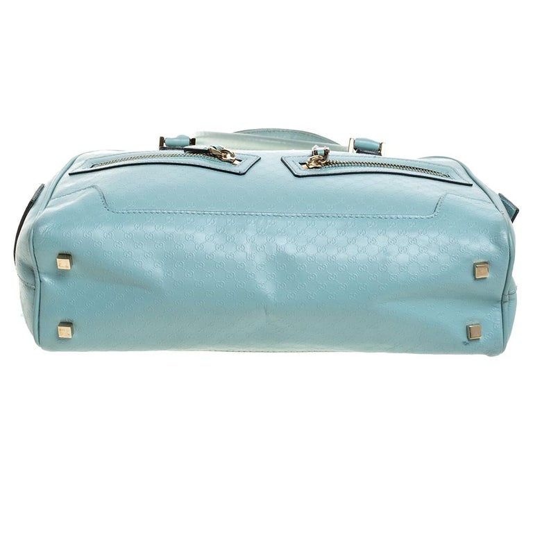 GUCCI Gucci Light Blue Micro Guccissima Leather Capri Bowler Bag at