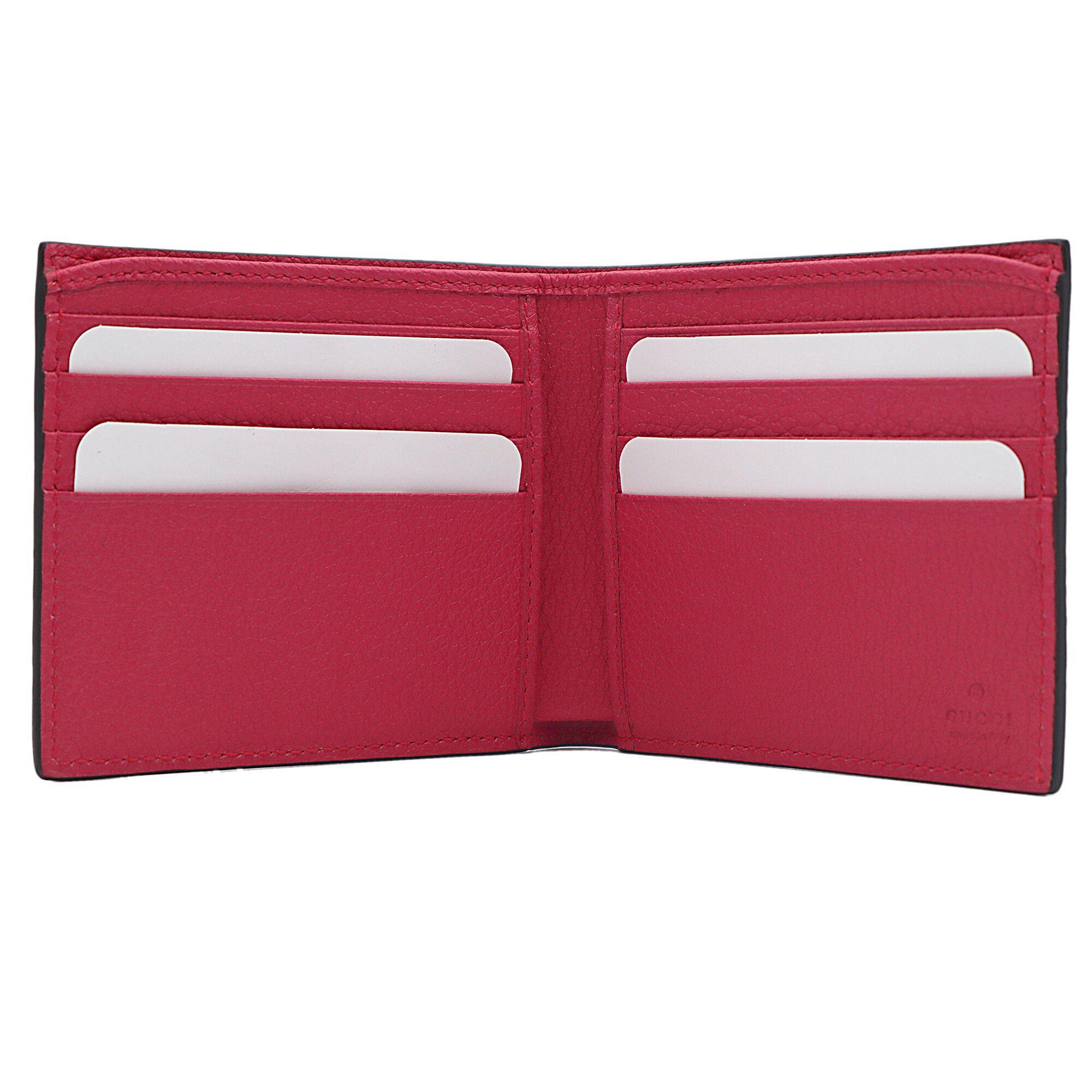 Gucci Gucci Print Leather Bi-fold Pink Unisex Wallet  1