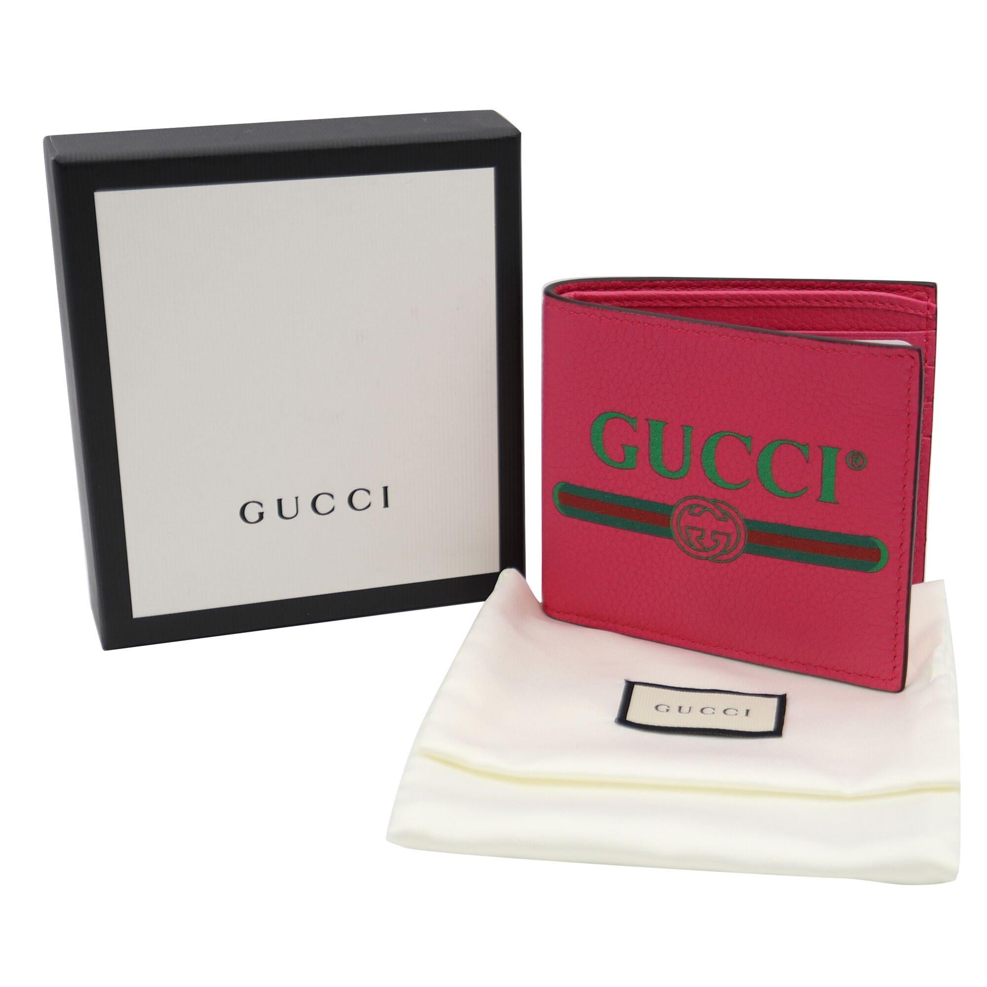 Gucci Gucci Print Leather Bi-fold Pink Unisex Wallet  5
