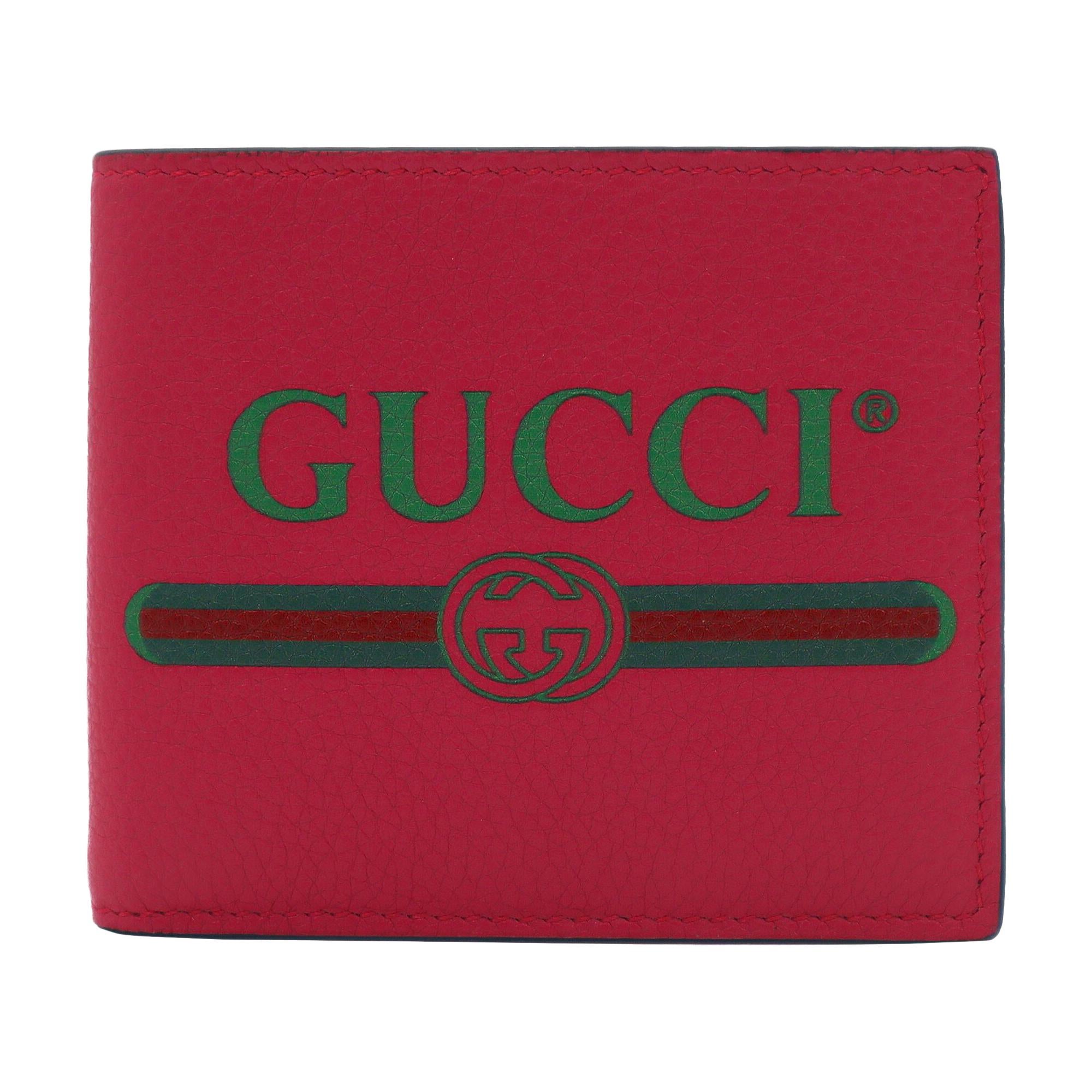 Gucci Gucci Print Leather Bi-fold Pink Unisex Wallet 