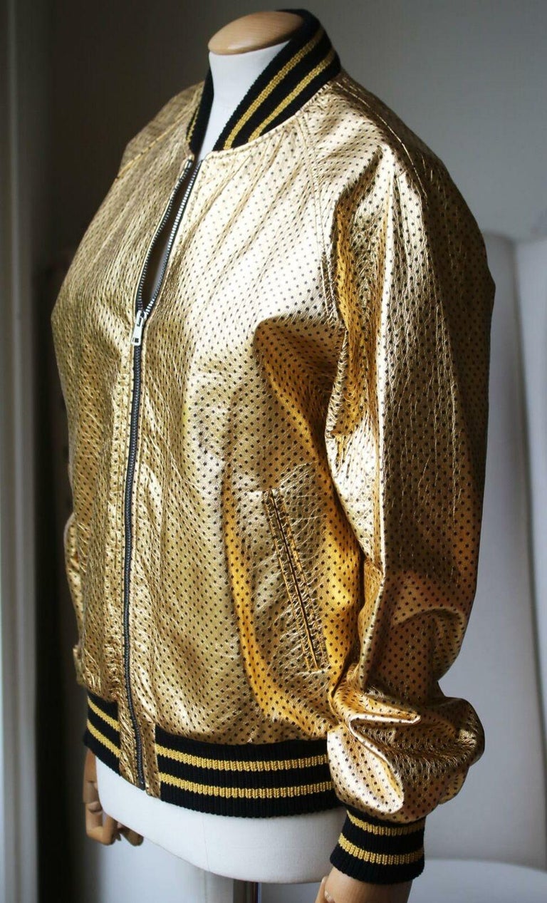 Gucci Gucci Print Leather Bomber Jacket at 1stDibs | gucci bomber jacket  mens, gold gucci jacket, gucci gold jacket
