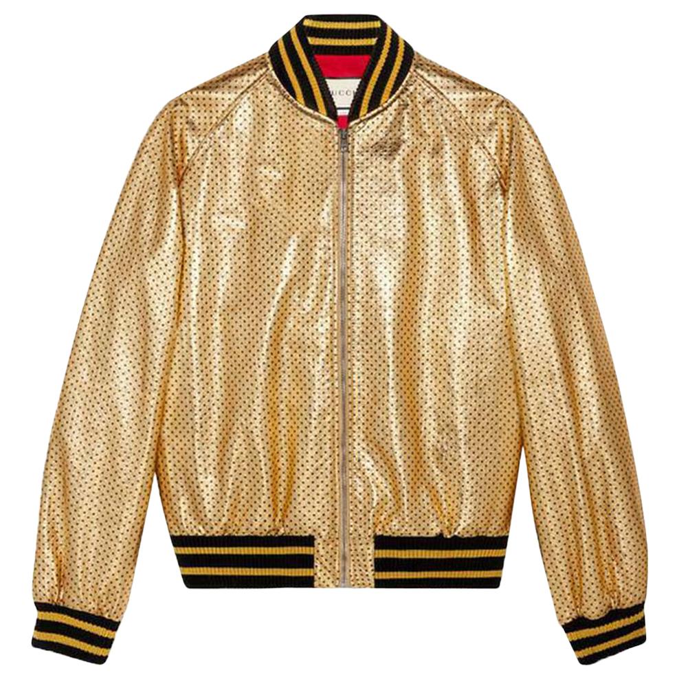 Gucci Gucci Print Leather Bomber Jacket 