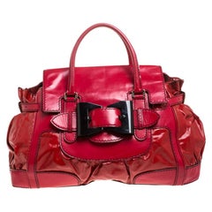 Gucci Red Coated Canvas and Patent Leather Large Dialux Queen Tote