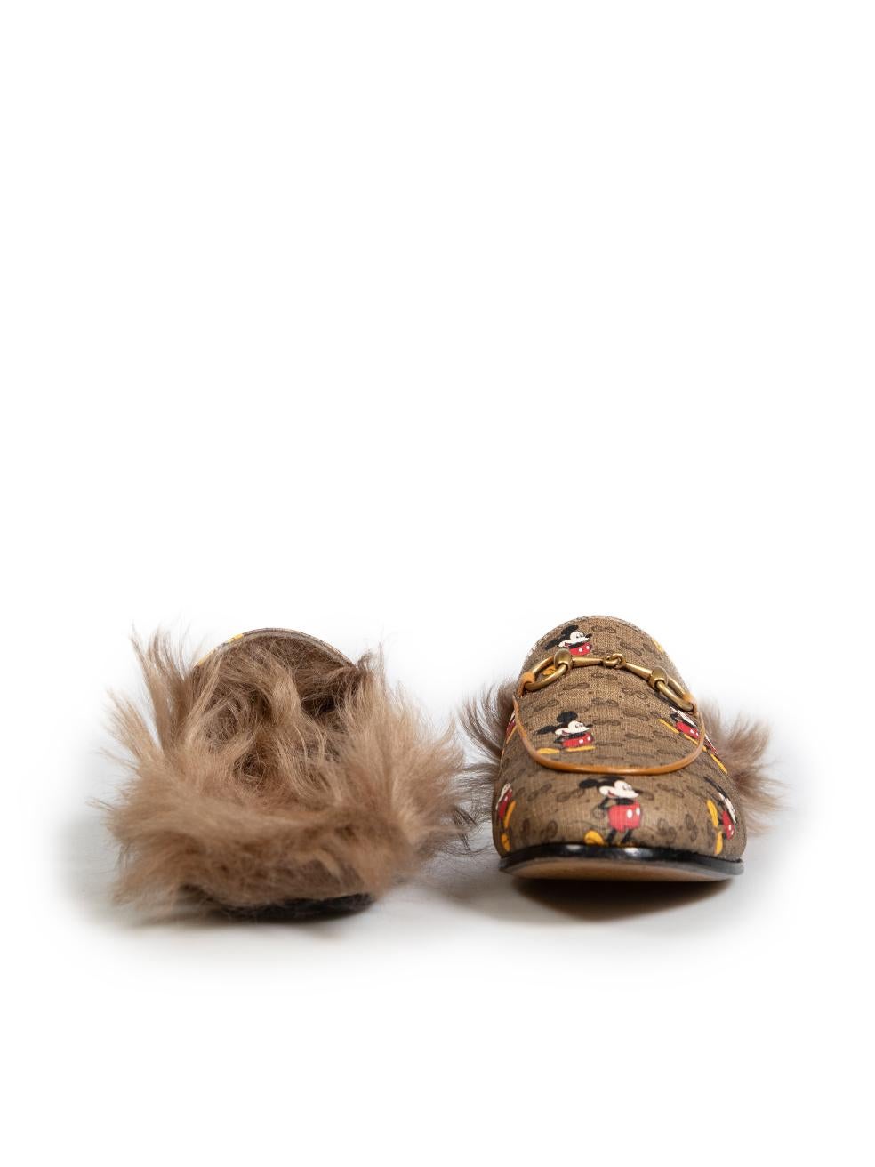 Gucci Gucci x Disney Brown Mini GG Mickey Print Princetown Mules Size IT 36 In Good Condition In London, GB