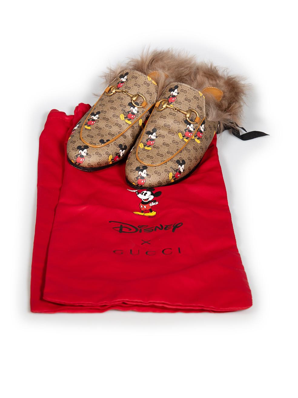 Gucci Gucci x Disney Brown Mini GG Mickey Print Princetown Mules Size IT 36 2