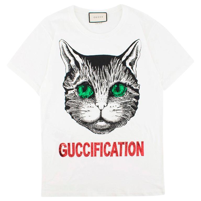 Camiseta Gucci Guccification Cat-Print US 0-2 en 1stDibs España