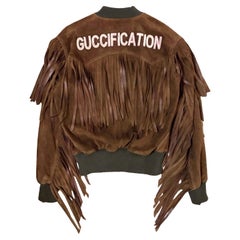 Gucci "Guccification" Fringed Suede Bomber Jacket, Spring Summer 2017