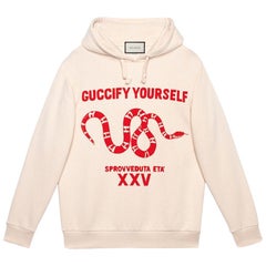 Gucci Guccify Yourself Bedrucktes Sweatshirt mit Kapuze aus Baumwoll-Jersey