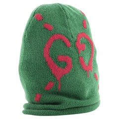 Vintage Gucci Guccighost Knit Beanie Wool Green