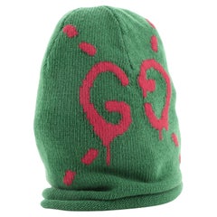 Gucci Guccighost Knit Beanie Wool Green