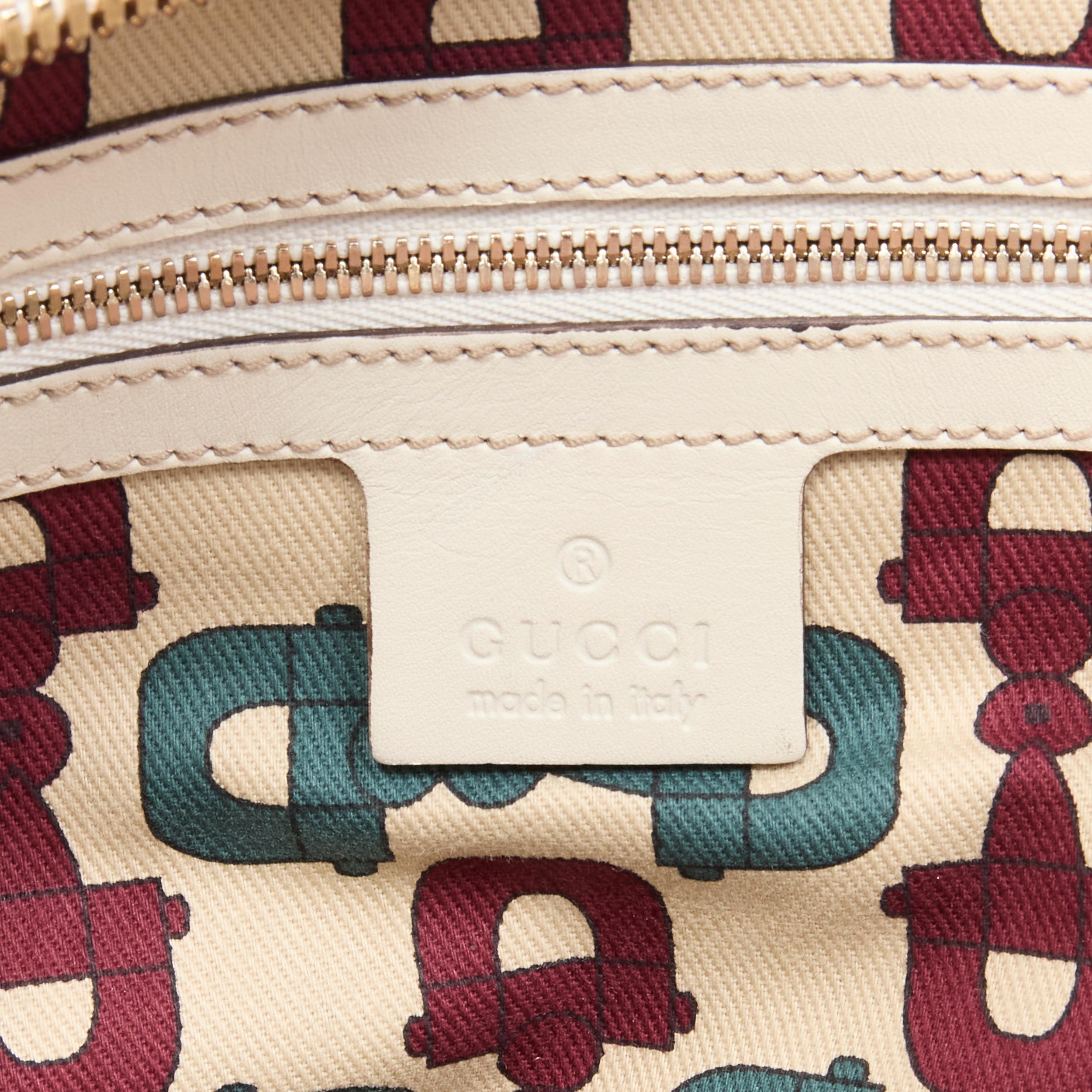 GUCCI Guccisima Wave Boston white monogram emboss Horsebit Bamboo Boston bag 5