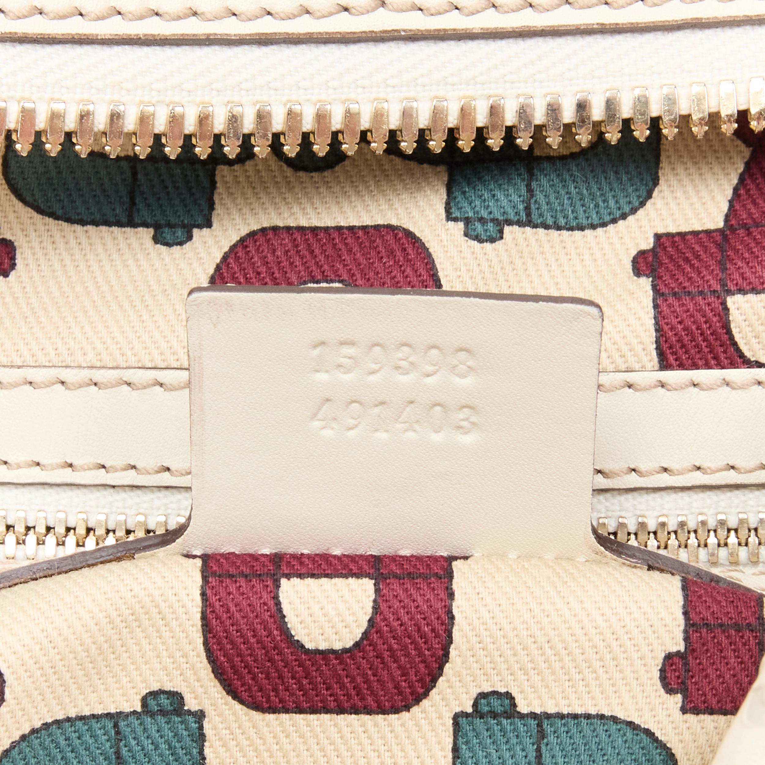 GUCCI Guccisima Wave Boston white monogram emboss Horsebit Bamboo Boston bag 6