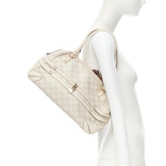 GUCCI Guccisima Wave Boston white monogram emboss Horsebit Bamboo Boston bag