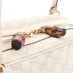 GUCCI Guccisima Wave Boston white monogram emboss Horsebit Bamboo Boston bag