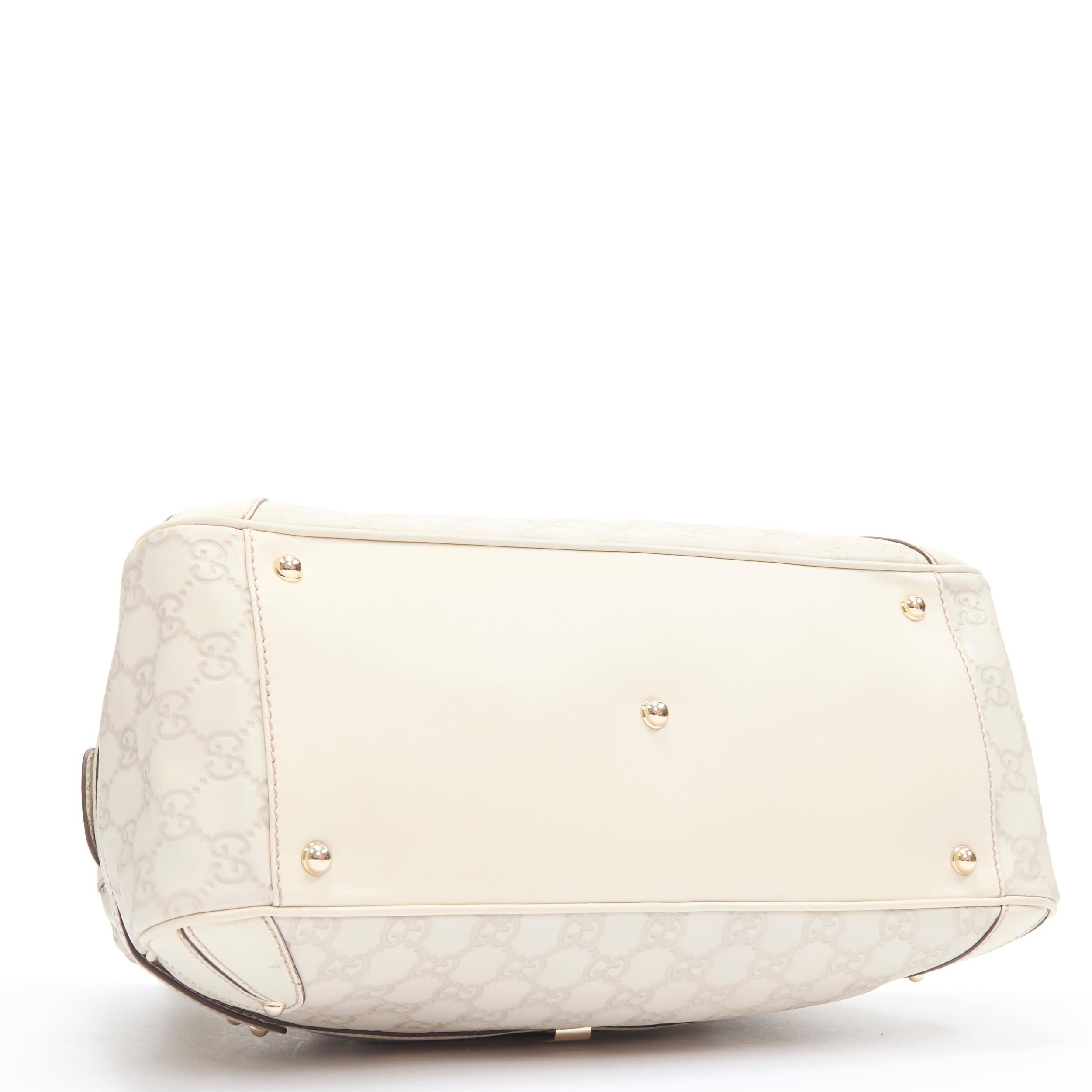 Women's GUCCI Guccisima Wave Boston white monogram emboss Horsebit Bamboo Boston bag