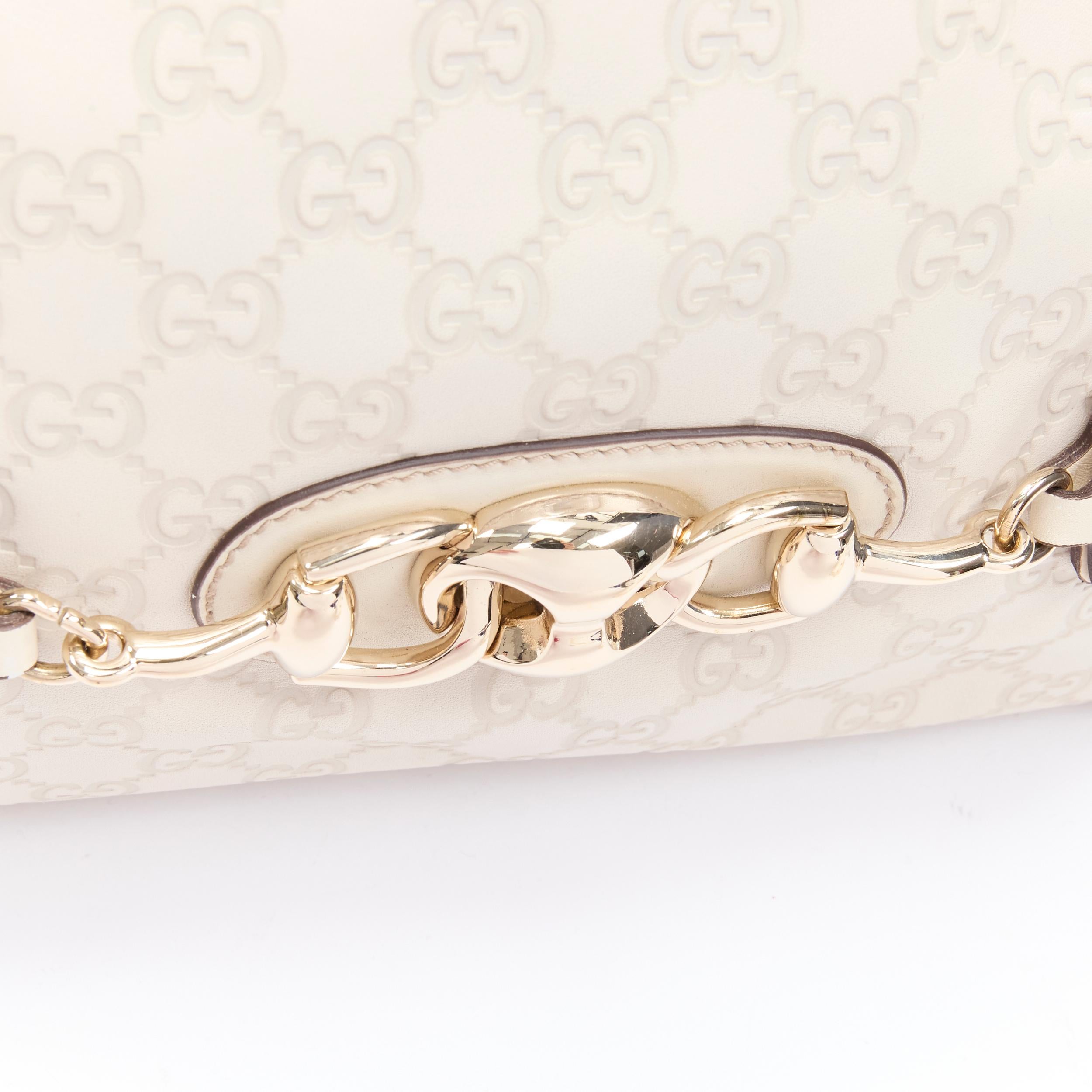 GUCCI Guccisima Wave Boston white monogram emboss Horsebit Bamboo Boston bag 1