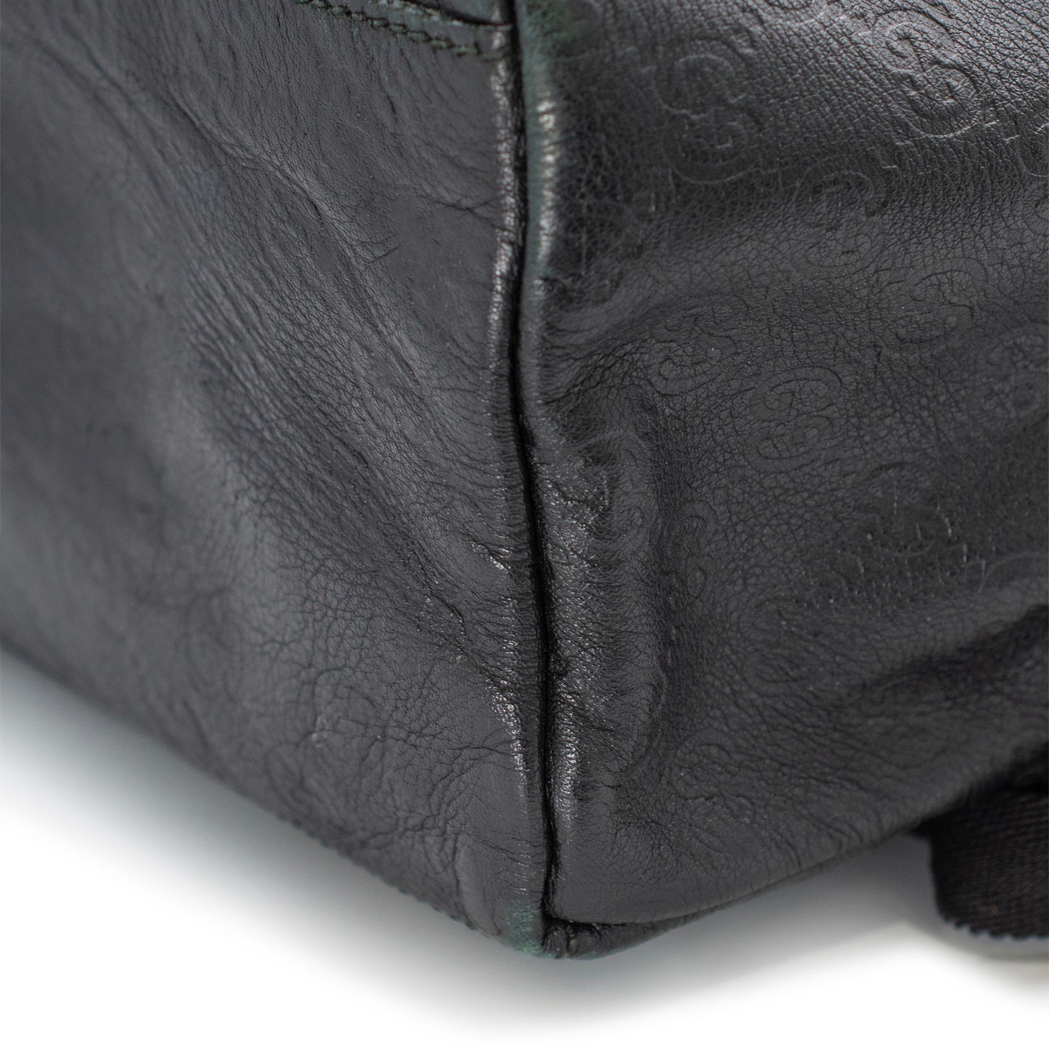 Gucci Guccissima 246414 Mochila de asa superior de piel negra para hombre 3
